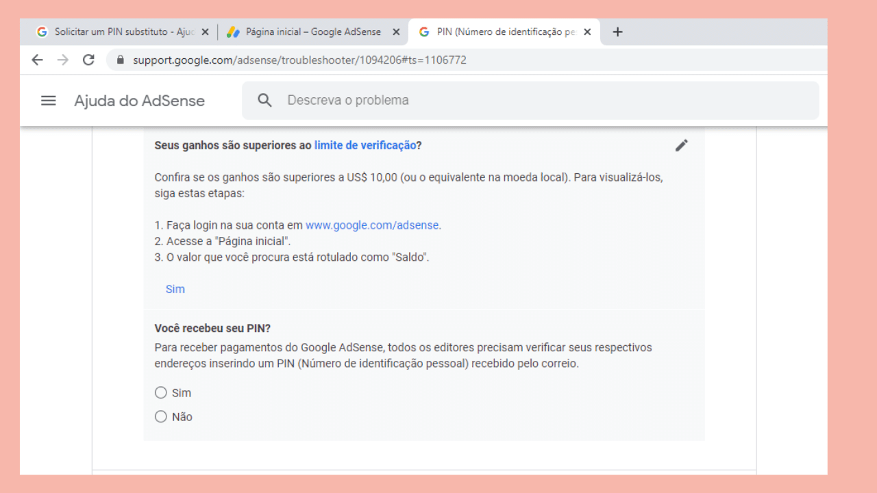 Pin do Google Adsense Como confirmar endereço quando o Pin não chega